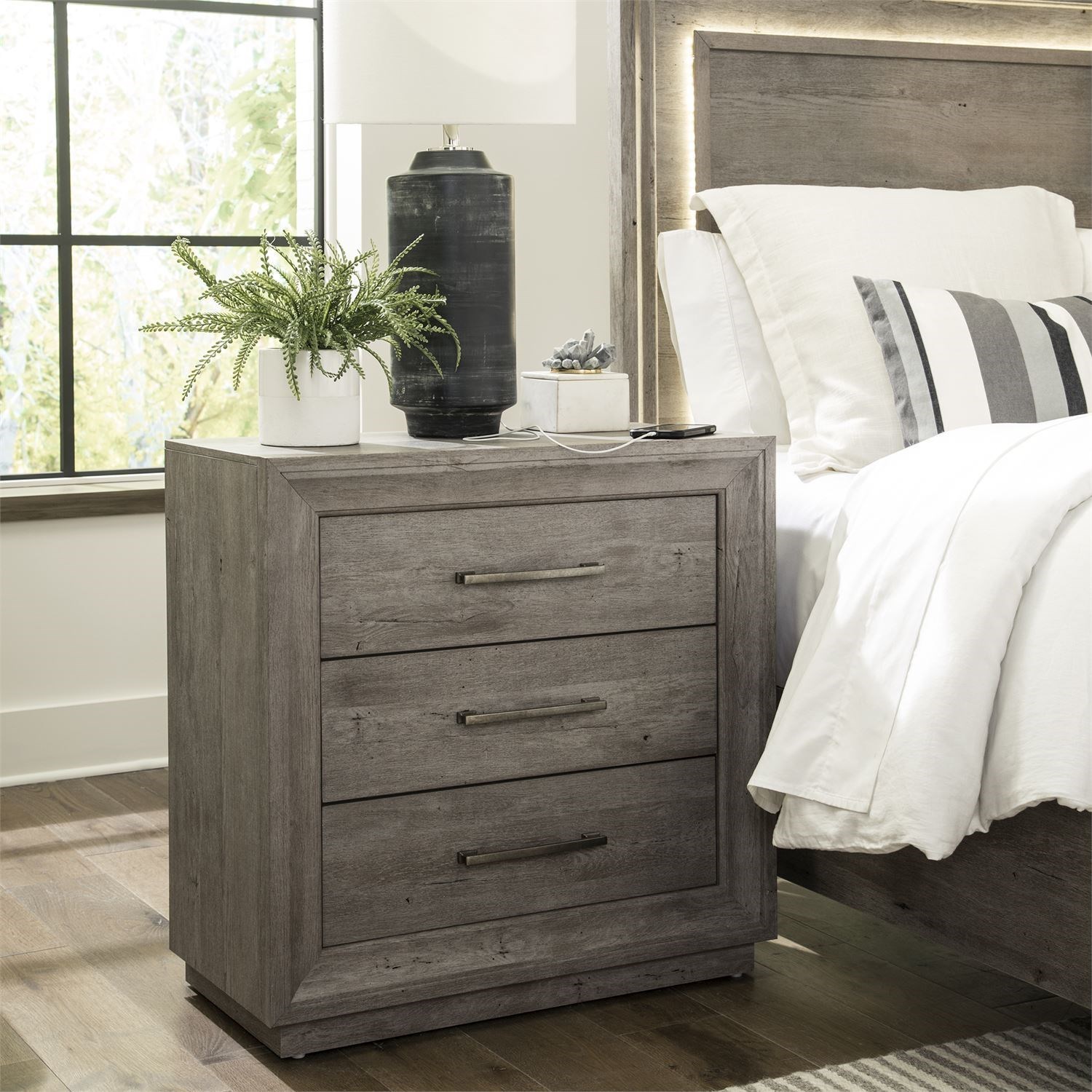 Liberty Furniture Horizons Contemporary Bedside Chest with Charging